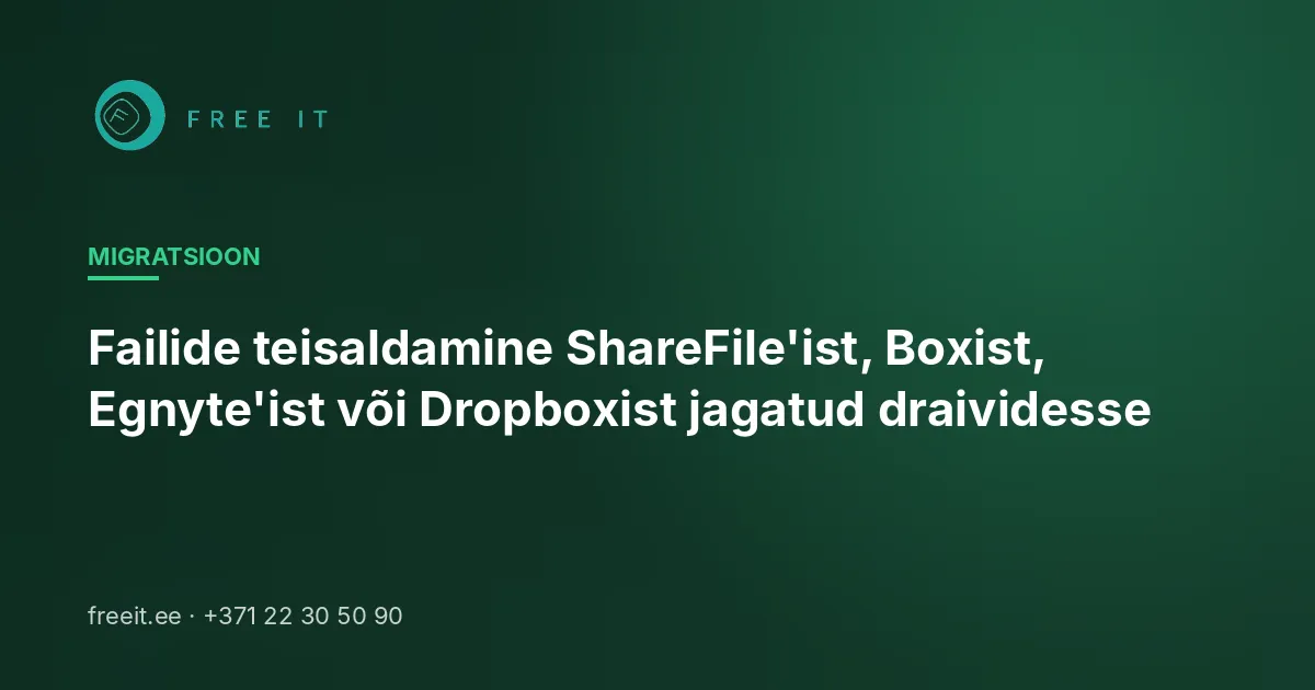 Failide teisaldamine ShareFile'ist, Boxist, Egnyte'ist või Dropboxist jagatud draividesse